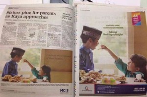 An image of 2 newspaper ads that have used the same stock photography image for 2 different brands